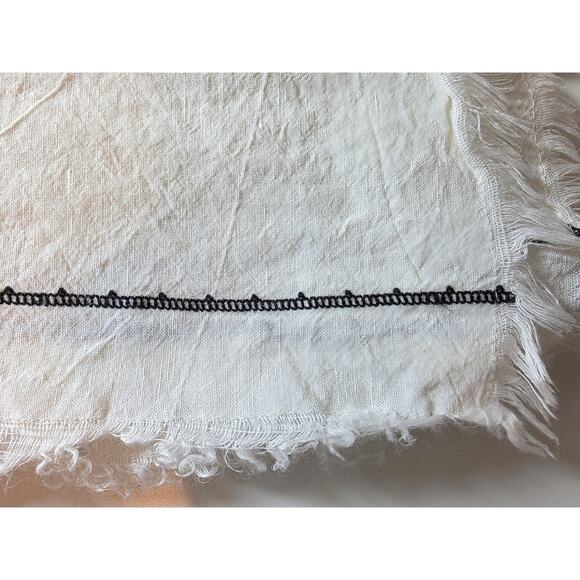 HEARTH & HAND Magnolia White Linen Textured Black Stripe Napkins Set of 5 - Picture 3 of 9